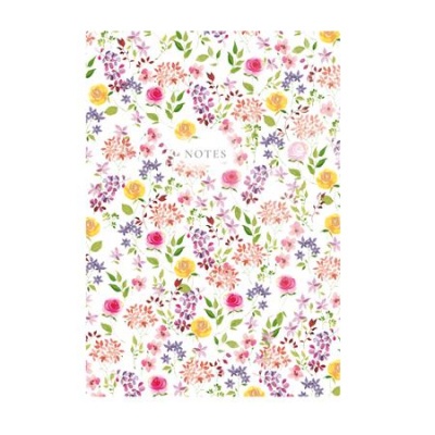 Jegyzetfüzet, A5, vonalas, 96 lap, TOPTIMER "Notes", fehér virágos